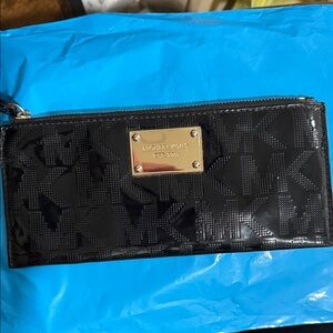 Michael Kors Black Patent Wallet with Gold Logo